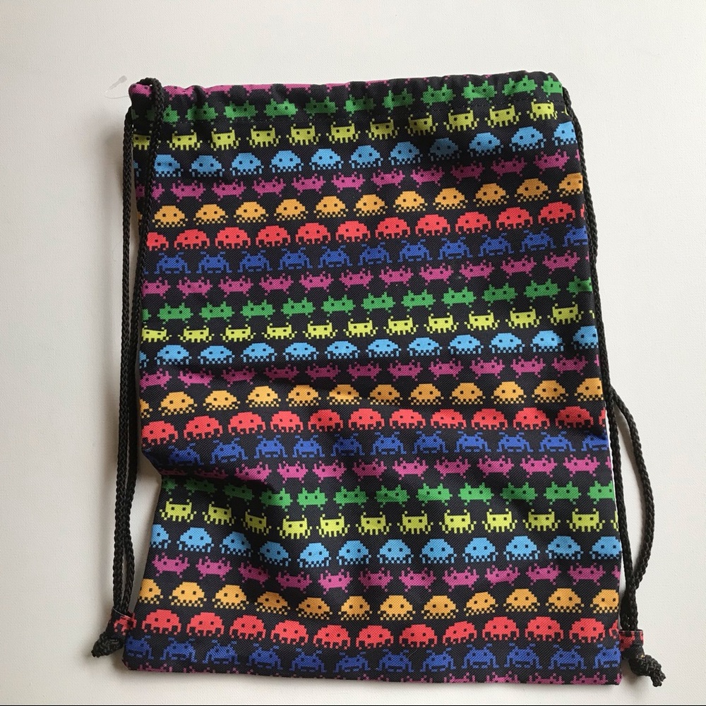 Colorful Space Invaders Drawstring Bag - Picture 4 of 4